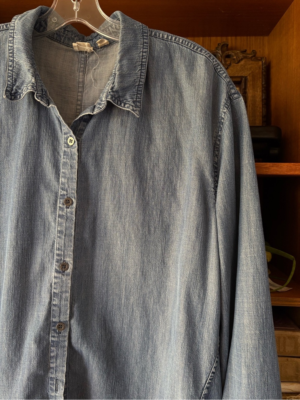 The Fisher Project- Eileen Fisher Denim Chambray Button Down L - Picture 4 of 6